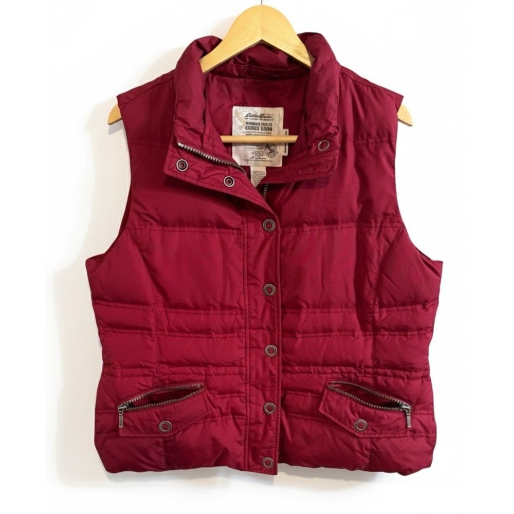 Vintage ❤️Eddie Bauer 🔥Quilted🚨 Red Puffer Vest Down Insulated 700 Fill Xl
